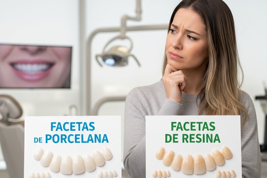 Comparativo de facetas de porcelana vs resina para tratamento estético dental em Mogi das Cruzes - SP.