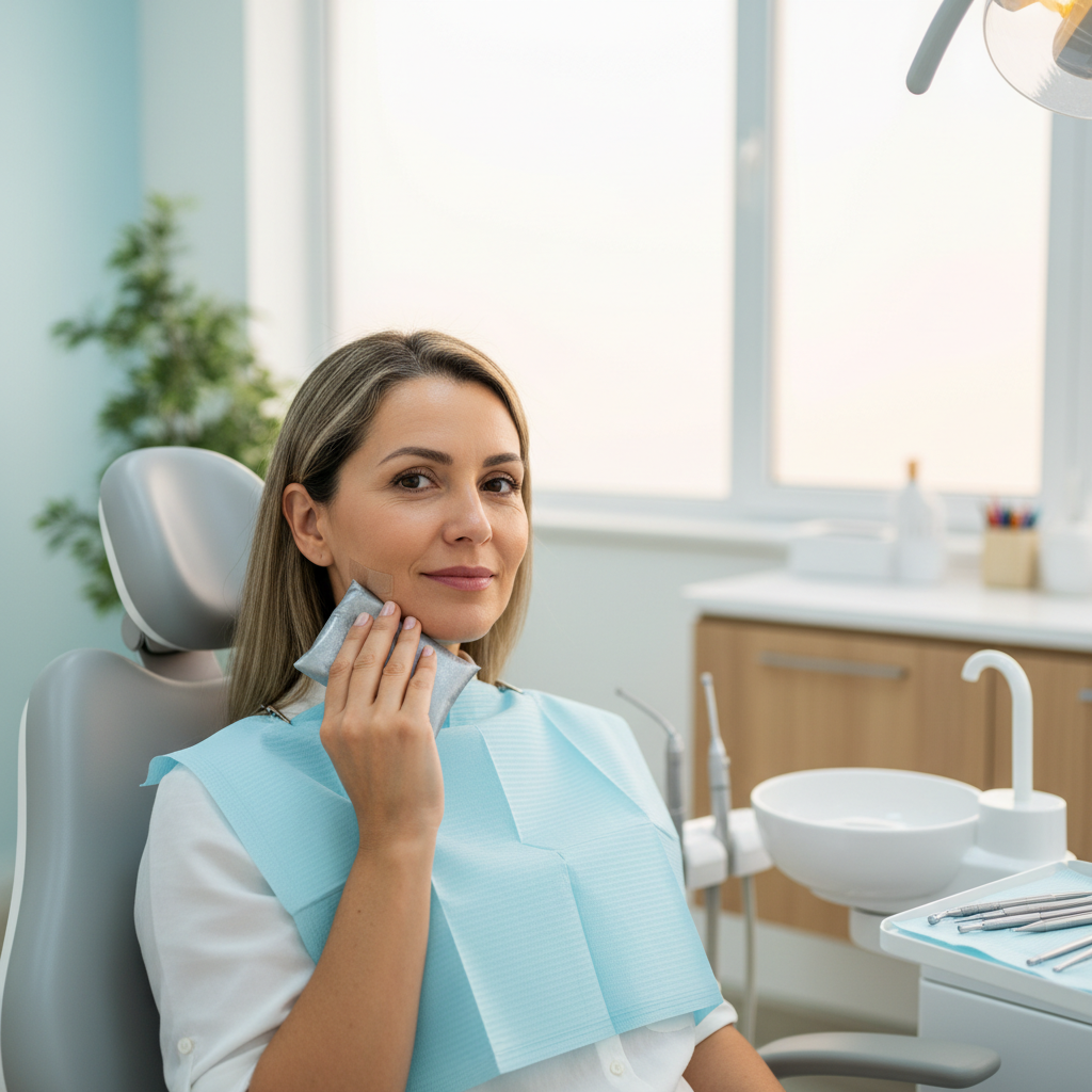 Paciente sorrindo após pós-operatório implante dentário em Mogi das Cruzes.