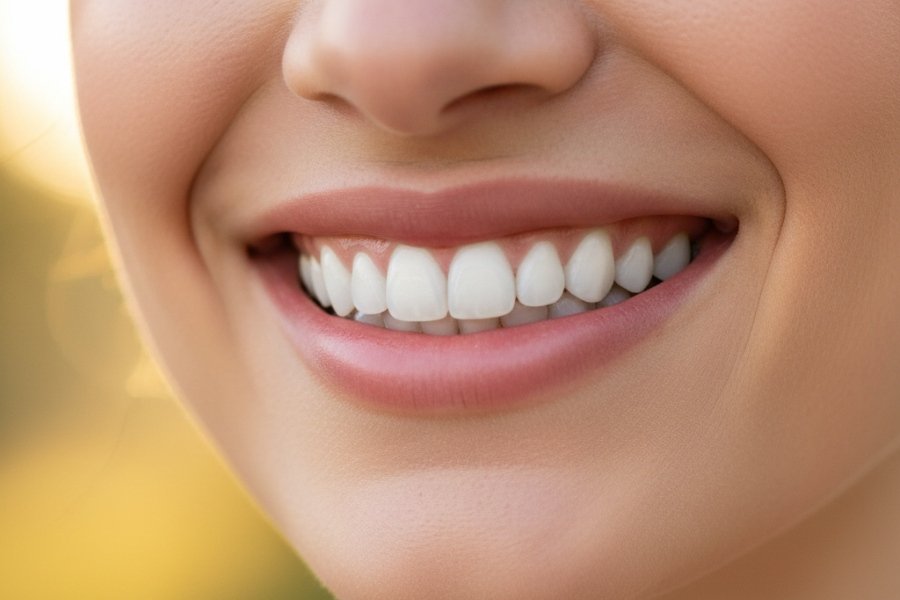 Resultado de reabilitação funcional com facetas dentárias destacando a harmonia estética e funcional do sorriso.